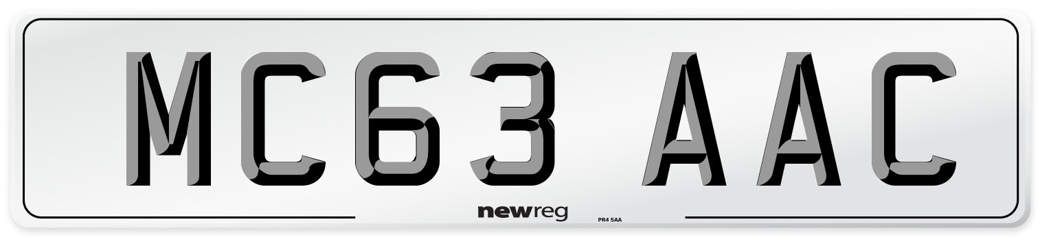 MC63 AAC Number Plate from New Reg
